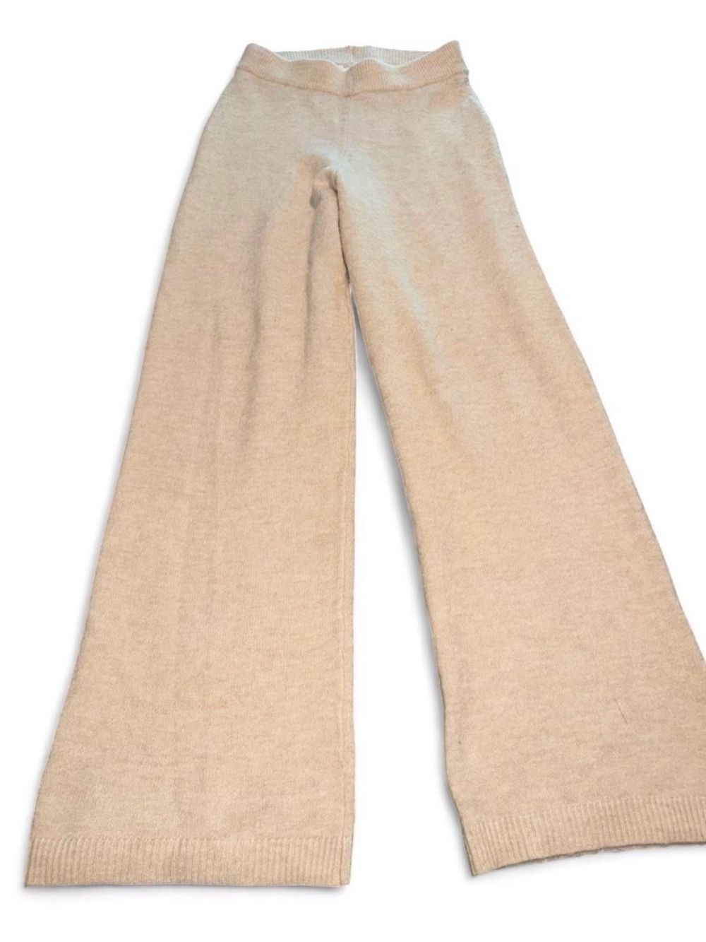 H&M Cream Wide-Leg Knit Sweater Pants